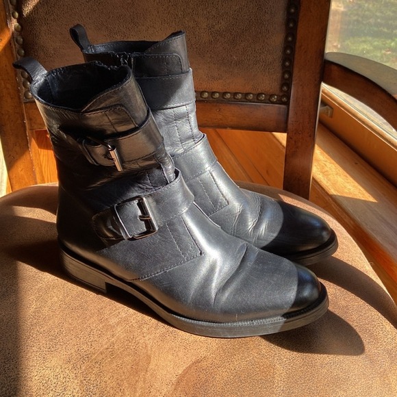 Emmanuel Crasto Italy Soft Black Leather Harness Boots Riding Buckle 40 9.5 M - Picture 2 of 4